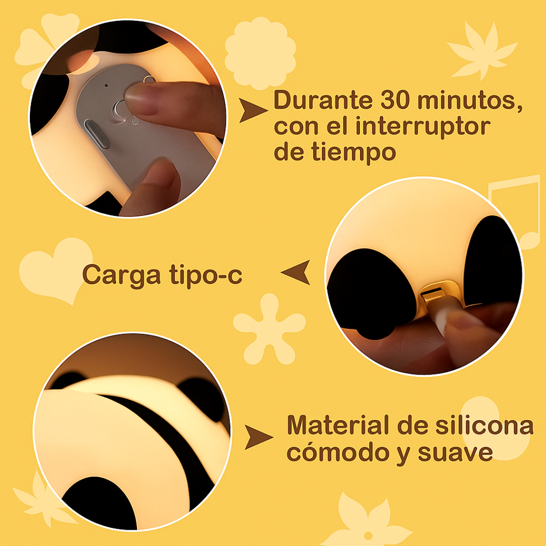 Agradable Luz Nocturna con Forma de Panda